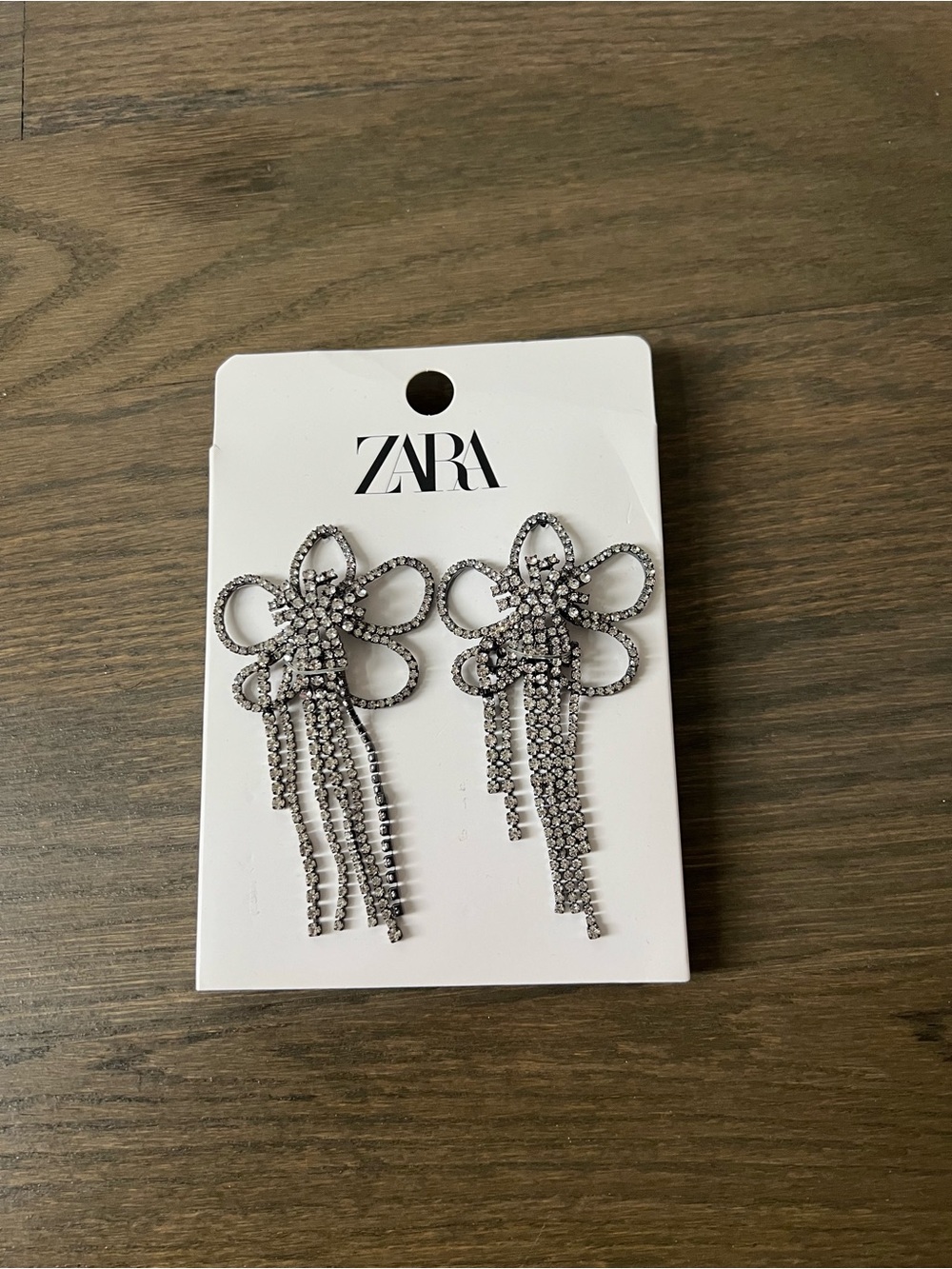 Zara Silver Crystal Floral Chain Drop Earrings